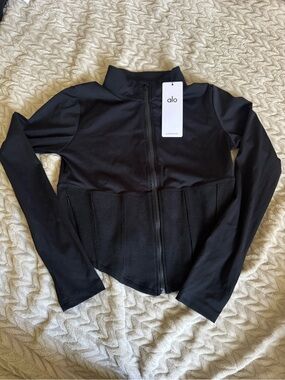 ALO Yoga Black Women's Zip-Front Bomber Jacket